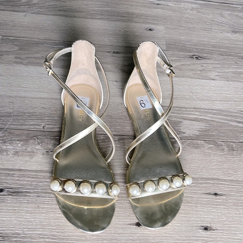 Nine West gold pearl embellished flat sandals